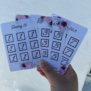 White and Pink Savings Challenge Cards set